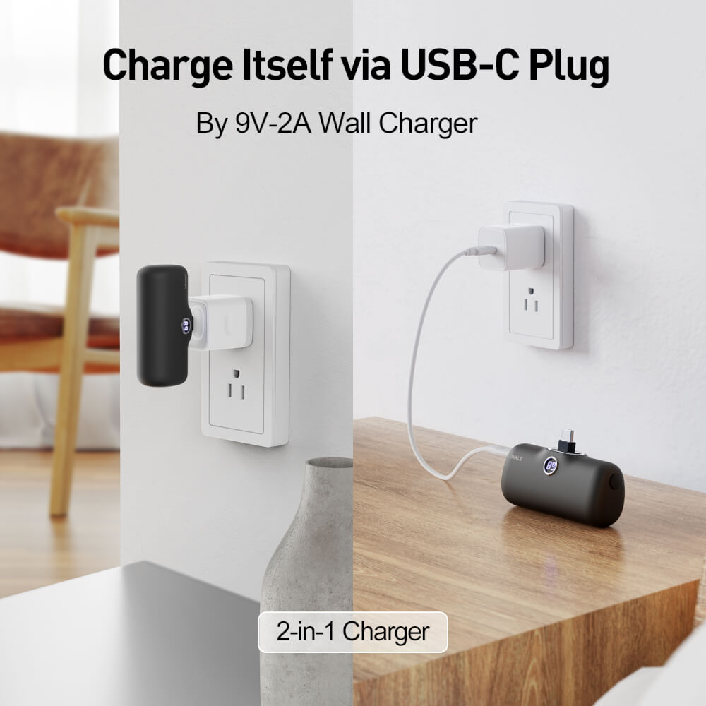 แบตเตอร์รี่สำรอง IWALK LINKPOD PRO 4800 MAH หัวชาร์จไร้สาย หัว TYPEC สี BLACK